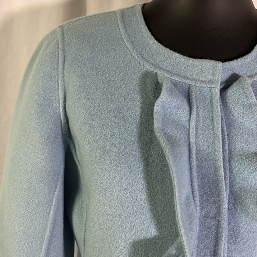 NWT Talbots Pastel Blue Ruffle Front Grace Fit Wool Jacket - Picture 5 of 16